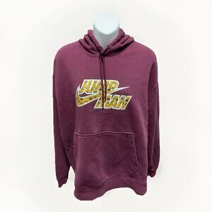 Nike Jordan Womens Hoodie Sweatshirt Size Medium Maroon Jumpman Graphic Pullover